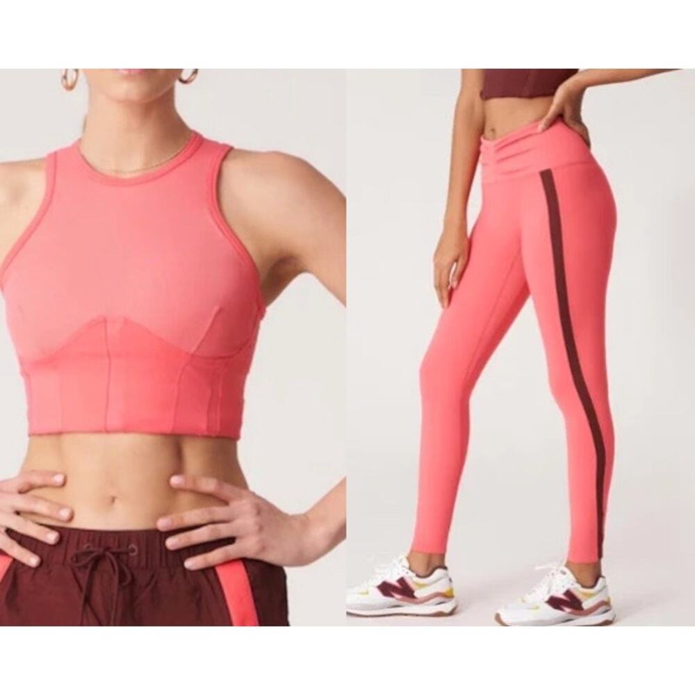 New Balance Bandier Athletic Set S Leggings XS Corset Tank Pink Athleisure NWT